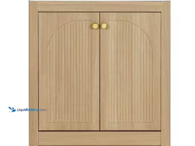 Lot 49-1625642 - Glacier Bay Lapine 31 in. Single Sink Blond Oak Bath Vanity with White Cultured Marble Top (Assemble...