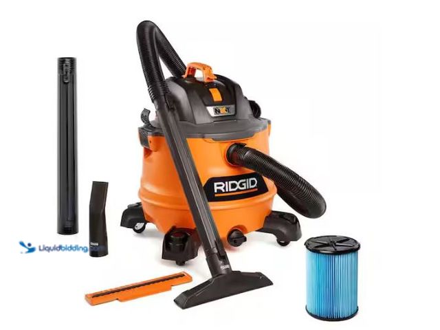 Lot 49-1627032 - RIDGID 14 Gal. 6.0 Peak HP NXT Shop Vacuum Wet Dry Vac with Fine Dust Filter, Locking Hose, Wands an...
