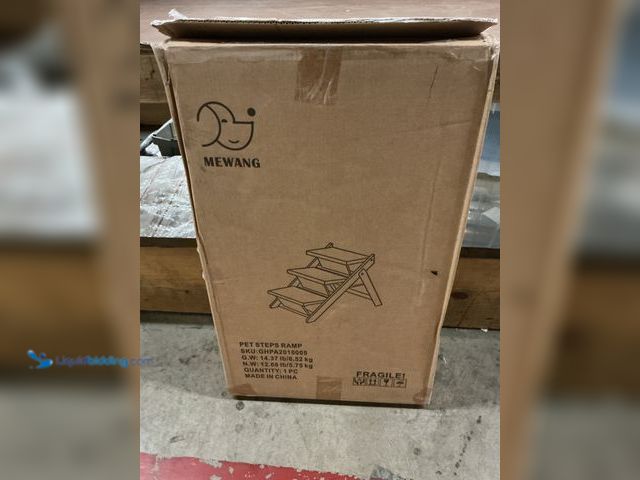 Lot 49-3511707 - MEWANG Wood Pet Stairs/Pet Steps - Foldable 3 Levels Dog Stairs & Ramp Perfect for Beds and Cars - P...