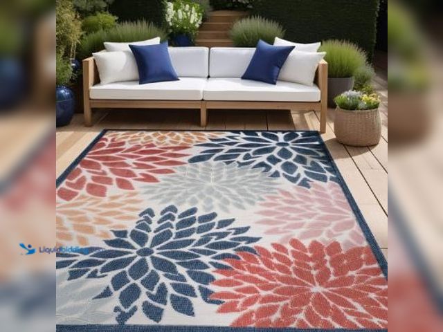 Lot 49-3464368 - Beverly Rug Outdoor / Indoor Area Rugs Patio Porch Garden Carpet Multicolor / Beige 5'x7', Model# LA...