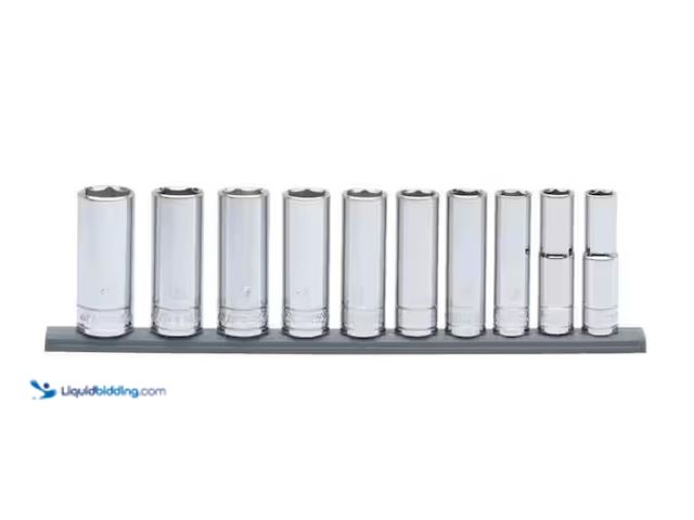 Lot 49-1570357 - (10-Piece) Husky 3/8 in. Drive Deep Metric Socket Set, Model # H3DDPMM10PCSR, New.   Ref#SBS0116