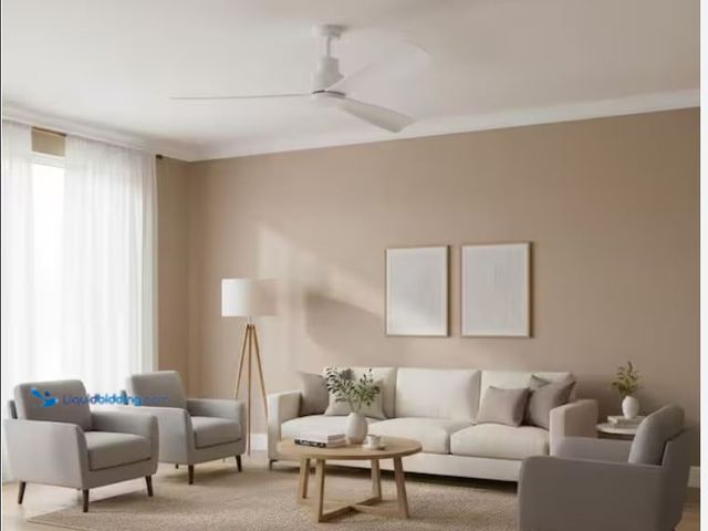 Lot 49-1632075 - MINKA-AIRE Simple 44 in. Indoor/Outdoor Flat White Ceiling Fan with Remote Control (MSRP $439.00) Mo...