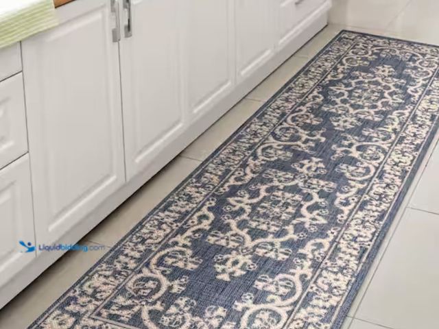 Lot 49-1631143 - JONATHAN Y Galon Filigree Blue/Beige 2 ft. x 8 ft. Indoor/Outdoor Runner Rug, Model # SMB120A-28, Ne...