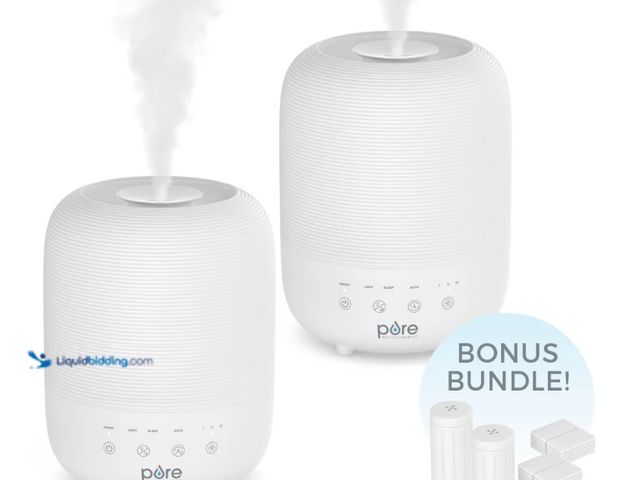 Lot 49-5541678 - HUME™ Sense 2-Pack Bundle - 2 Humidifiers, 2 Filters, & 20 Scent Pads (dirty) (tested works) Used