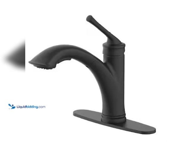 Lot 49-2025314 - Glacier Bay Hemming Single-Handle Pull-Out Sprayer Kitchen Faucet Deckplate Included in Matte Black,...