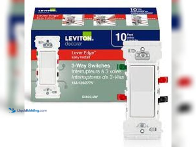 Lot 49-5489080 - Leviton Decora Lever Edge Easy Install 15 Amp 120/277-Volt 3-Way Switch, White (10-Pack) E5603-MW. M...