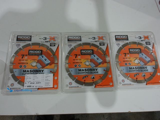 Lot 49-2000717 - Lot of (3), Ridgid SG70CP 7" Segmented Circular Diamond Blade for Concrete Masonry Grinder,Model # 8...
