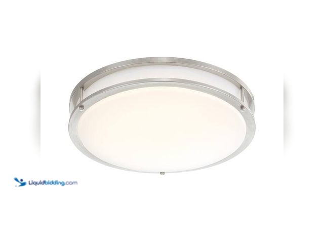 Lot 49-2021633 - Commercial Electric DC Series 16 in. Contemporary Low-Profile Brushed Nickel Selectable Dimmable LED...