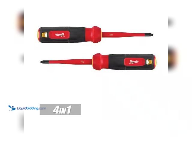 Lot 49-3637853 - Lot of (2) Milwaukee 4-in-1 1000V Insulated Slim-Tip Multi-Bit Screwdriver, Model # 48-22-2216, New....