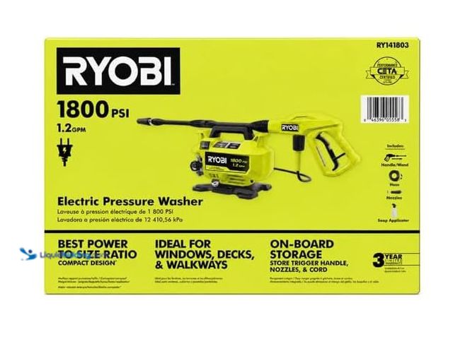 Lot 49-5551435 - RYOBI 1800 PSI 1.2 GPM Cold Water Corded Electric Pressure Washer-RY141803, Used with attachments, w...