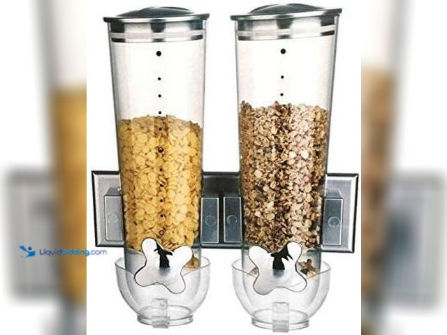 Lot 49-5410370 - Lot of 3. Fresh & Easy Double Cereal Dispenser, 2 Dispensing Cylinders, Scratch-Resistant and Shatte...