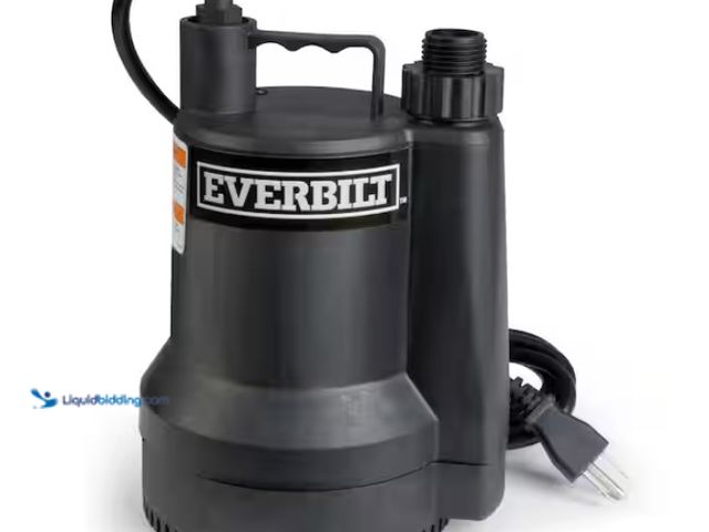 Lot 49-1567692 - Everbilt 1/6 HP Plastic Submersible Utility Pump, Used to pump water from window wells, spas, tubs, ...