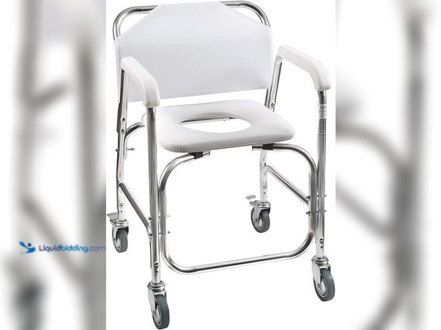 Lot 49-5475668 - DMI Rolling Shower Chair, Commode, Transport Chair, FSA Eligible, Rolling Bathroom Wheelchair for Ha...