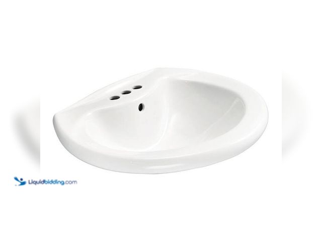 Lot 49-1549267 - Glacier Bay Shelburne 8.2 in. Pedestal Sink Basin in White Vitreous China. Model # F-300-4W. Unused....