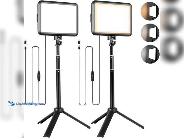 Lot 49-5482055 - NiceVeedi LED Photography Lighting Kit, 2-Pack 8” Portable Video Light with Adjustable Tripod Stand,...