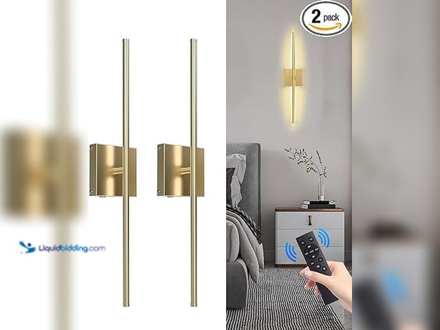 Lot 49-5438051 - Battery Operated Wall Sconce with Remote Control,Wall Sconces Set of Two,3000K-6500K LED Wireless Wa...