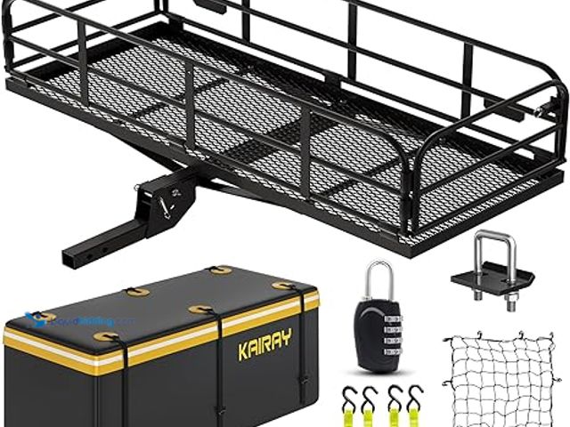Lot 49-3466101 - KAIRAY 500 Lbs Heavy Duty Hitch Mount Cargo Carrier 60"x24"x14.4" Folding Rear Luggage Rack Basket F...