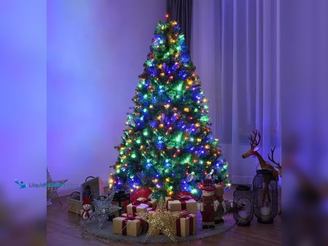 Lot 49-1548160 - Costway - 6Ft Pre-Lit Artificial Christmas Tree Hinged 350 LED Lights - Green Model #CZRX353584, Unu...