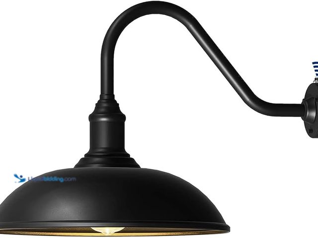 Lot 49-3524063 - 21 Inch Large Dusk to Dawn Barn Light, Farmhouse Gooseneck Exterior Light Fixture, Vintage Black Out...