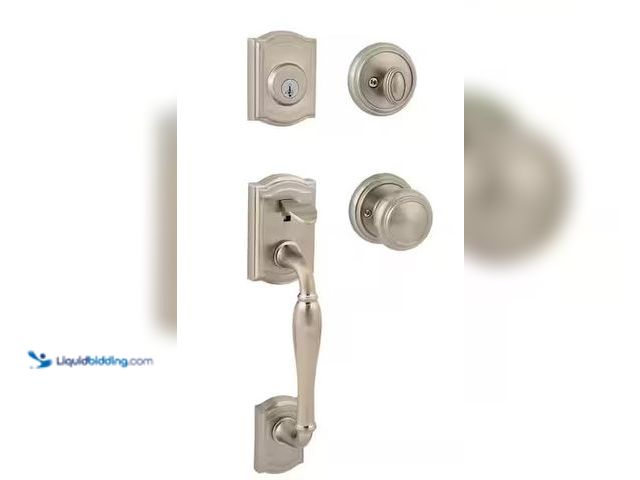 Lot 49-3472088 - Baldwin Prestige Wesley Single Cylinder Satin Nickel Door Handle set with Alcott Door Knob Featuring...