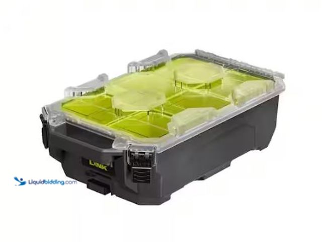 Lot 49-3473068 - RYOBI LINK Compact 6-Compartment Modular Small Parts Organizer Tool Box, Model # STM304, Used, Handl...