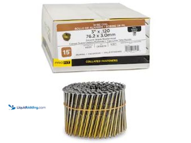 Lot 49-1569492 - PRO-FIT 3-in x 0.12-in 15 -Degree 10d Bright Smooth Shank Collated Framing nails ( 4000 -Per Box ), ...