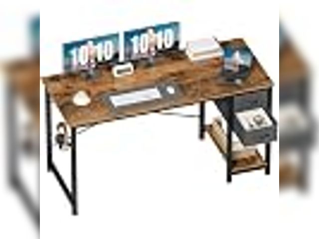 Lot 49-2024596 - Sweet crispy 47-Inch Computer Desk with Drawers, Office Desk, Brown. Model #B0FPWNPKXW. MSRP $68. Sl...