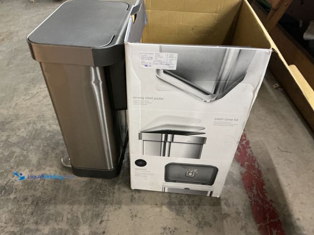 Lot 49-5554229 - simplehuman 45L Rectangular Step Kitchen Trash Can with Liner Pocket, Brushed Stainless Steel with G...