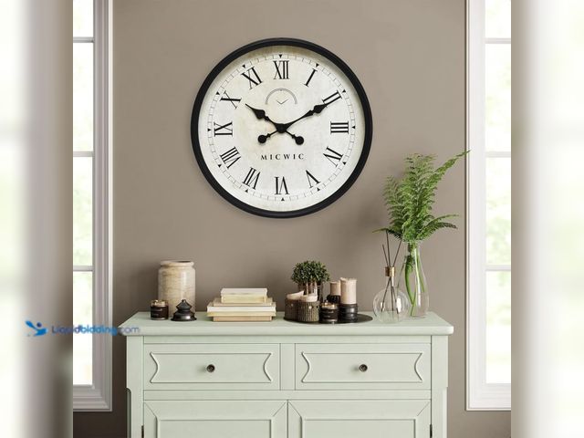 Lot 49-5437729 - Large Decorative Wall Clock - 18 Inch Vintage Style for Living Room, Kitchen, and Fireplace Décor La...