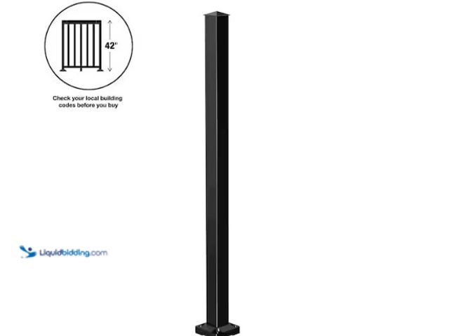 Lot 49-5489166 - PEAK Aluminum Railing 42 in. H x 4 in. W Black Aluminum Deck Railing Stair Post. Model # 50051. New