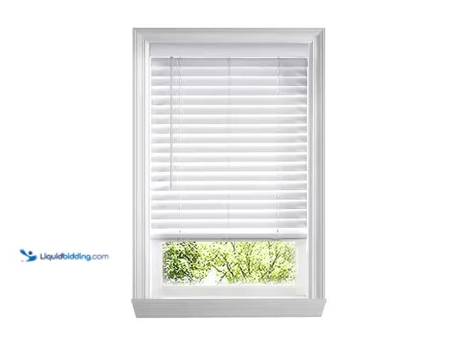 Lot 49-1574740 - Home Decorators Collection White Cordless Faux Wood Blinds for Windows with 2 in. Slats - 67 in. W x...