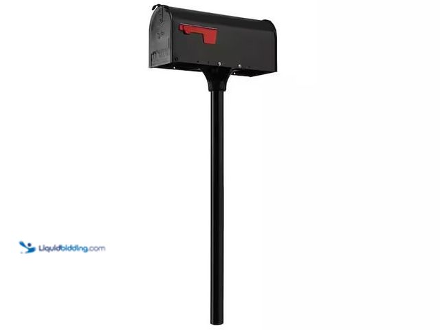 Lot 49-3639334 - Architectural Mailboxes Elite Black Medium Galvanized Steel Mailbox and Post Kit, Model: E11KITBAM, ...