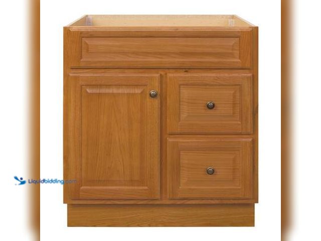 Lot 49-5558965 - Glacier Bay Hampton 30 in. Bathroom Vanity Cabinet without Top in Oak (Assembled) Model # HOA30D UNU...