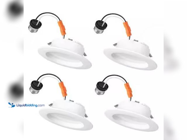 Lot 49-3639266 - (4-PK) Commercial Electric 4" Integrated LED Recessed Retrofit Light Trim with Selectable Color Temp...
