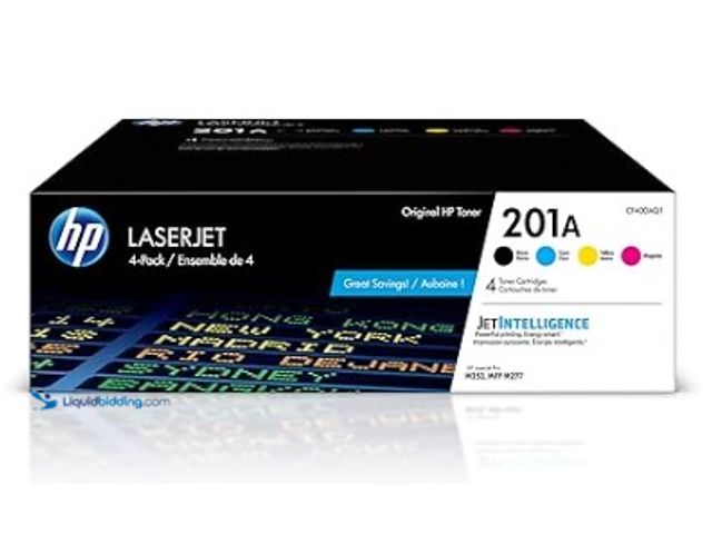 Lot 49-1575675 - HP 201A Black, Cyan, Magenta, Yellow Toner Cartridges for HP Printers (4-Pack) | Works with Color La...