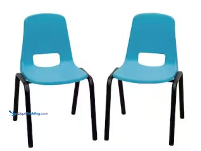 Lot 49-2025224 - Lot of (2) HDX Blue & Black Kids Stacking Chair, Model # THD-12INKSC-BLBK-2VN, MSRP $54.53, Unused. ...