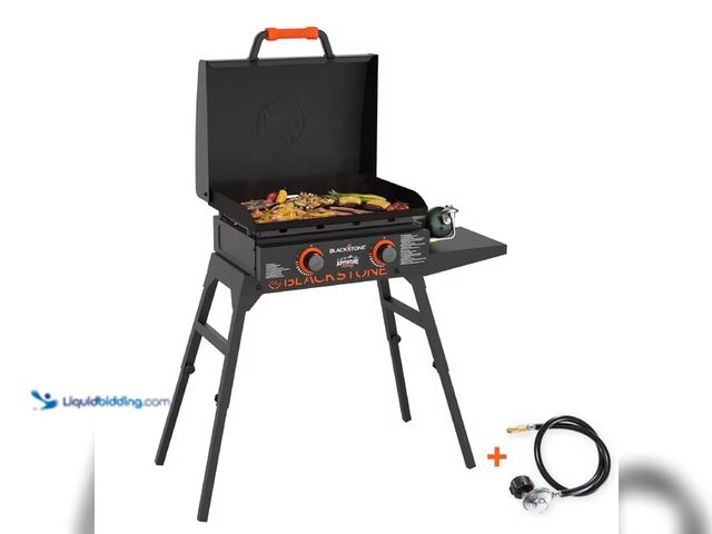 Lot 49-2023242 - the Blackstone Store Blackstone Adventure Ready Outdoor Griddle, 22 Inch 2-Burner Flat Top Grill wit...