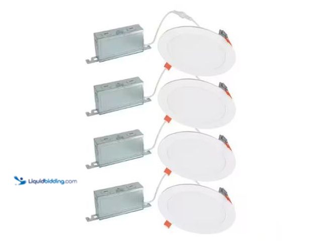 Lot 49-1625339 - HALO HLBSL 6 in. Adjustable Canless Integrated LED Recessed Light, 900 Lumens, 5CCT, White (4-Pack),...