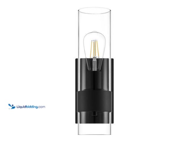 Lot 49-5409125 - Denbeck 4.5 in. W Matte Black 1-Light Sconce Clear Glass. Item is Unused