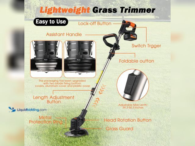 Lot 49-5437582 - Cordless Weed Wacker, Ohey Electric Brush Cutter, Adjustable Pole Length Weed Eater, Foldable & Ligh...