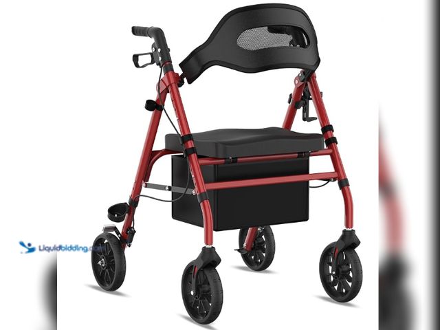 Lot 49-2024686 - Walkers for Seniors, Foldable Rollator Walker with Seat, 8" Big Wheels, Lightweight Rollator Walker ...
