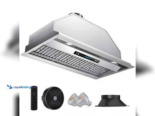 Lot 49-5581703 - HGUOQ 36 in. 900 CFM Convertible Ductless to Ducted Insert Range Hood in Stainless Steel with Gestur...