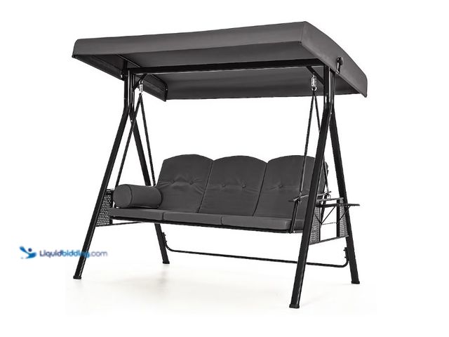 Lot 49-1624608 - 3-Person Patio Swing 3-Person Gray Outdoor Swing Model #QQY-HH3-WL1, New, Factory Banded  Ref#PA0707