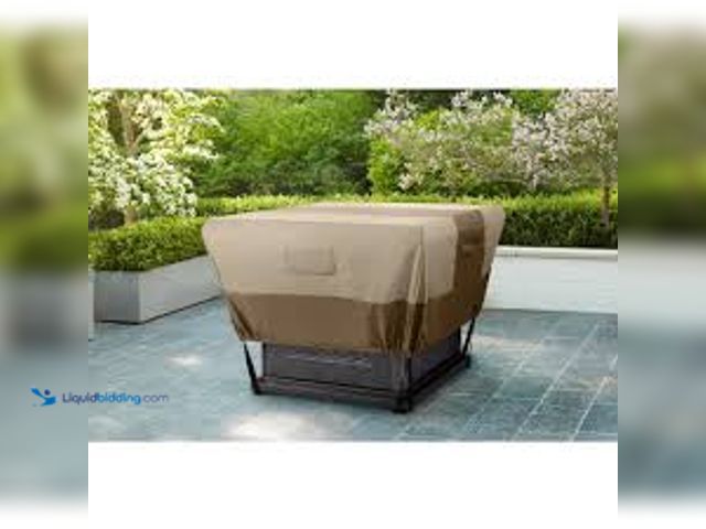 Lot 49-3539817 - Hampton Bay 35.25 in. L x 35.25 in. W x 18 in. H Beige Patio Square Fire Pit Cover. Model # HB210115...
