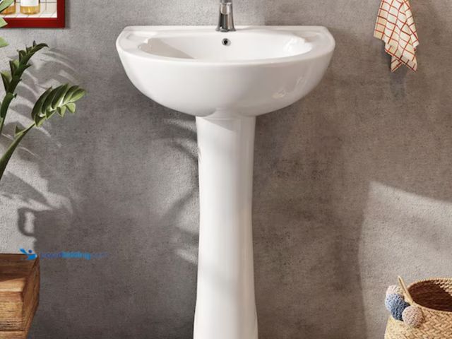 Lot 49-2000426 - Hanikes Classic 20 in. Tall U-Shape White Vitreous China Pedestal Bathroom Sink With Overflow, Model...