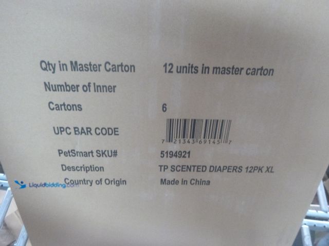Lot 49-1518364 - Lot of 6 Top Paw Disposable Dog Diapers - 12 Pack - X Large Model #B075ZZKS2G, Unused  Ref#MTMED0624