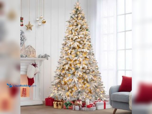 Lot 49-1544888 - Firstness 6ft Pre-Lit Artificial Christmas Tree with 300 LED Lights, Snow Flocked, Model # 585936526...