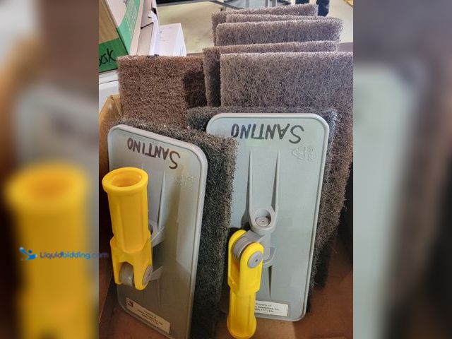 Lot 49-1816027 - 1 Lot of Assorted Janitorial Items Scrub Pads-Scrub pad head,  Scrub Pac 102 Heavy Dut All Purpose C...