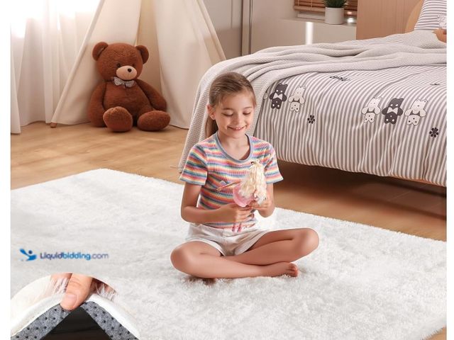 Lot 49-1571253 - Mhyup 4x6 Cream White Rugs for Bedroom Living Room, Fluffy Small Area Rug Soft Shag Carpet for Kids ...