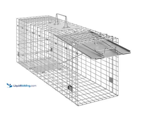 Lot 49-1628033 - SVOPES Live Animal Cage Trap 31in. x10in. x12in., Humane Galvanized Iron Trap for Cats, Rabbits, Squ...